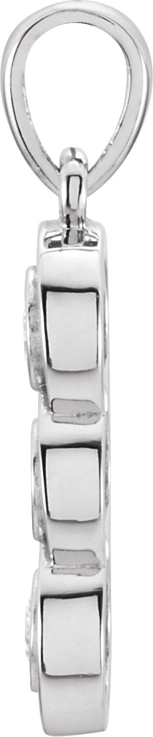 14K Gold Round Natural Diamond Three-Stone Rope Pendant - White Gold - view 2