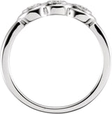 14K Gold Round Natural Diamond Three-Stone Bezel-Set Ring II - White Gold - view 2