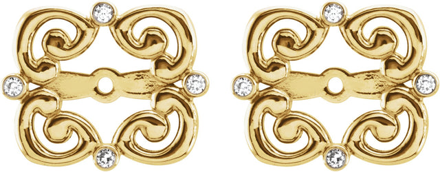 14K Gold Natural Diamond Vintage-Inspired Earring Jackets II - Yellow Gold - view 2