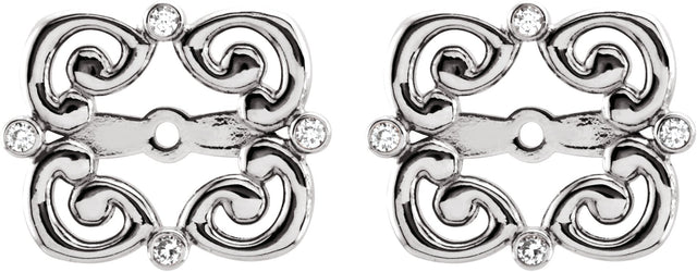 14K Gold Natural Diamond Vintage-Inspired Earring Jackets II - White Gold - view 2
