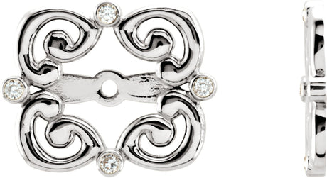 14K Gold Natural Diamond Vintage-Inspired Earring Jackets II - White Gold