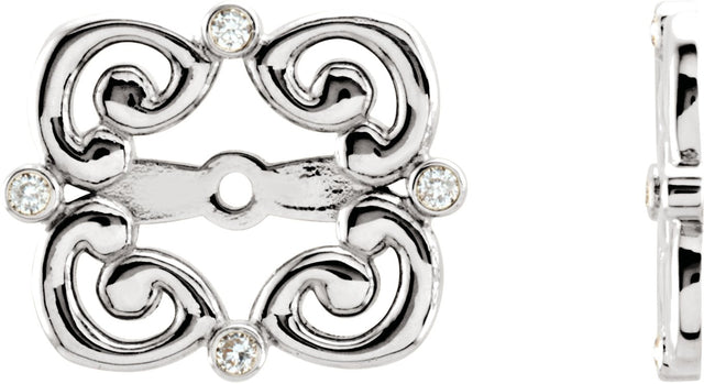 14K Gold Natural Diamond Vintage-Inspired Earring Jackets II - White Gold