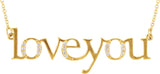 14K Gold "Love You" Phrase Necklace - Yellow Gold