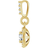 14K Gold Round Lab-Grown Diamond Halo-Style Pendant - Yellow Gold - view 3