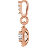 14K Gold Round Lab-Grown Diamond Halo-Style Pendant - Rose Gold - view 3