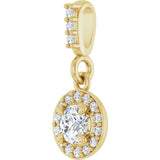 14K Gold Round Lab-Grown Diamond Halo-Style Pendant - Yellow Gold - view 2
