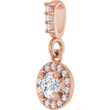 14K Gold Round Natural Diamond Halo-Style Pendant – up to 9/10 CTW - Rose Gold - view 2