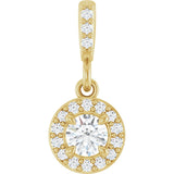 14K Gold Round Lab-Grown Diamond Halo-Style Pendant - Yellow Gold