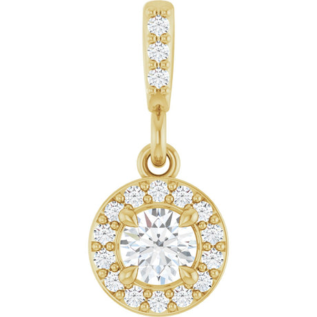 14K Gold Round Lab-Grown Diamond Halo-Style Pendant - Yellow Gold