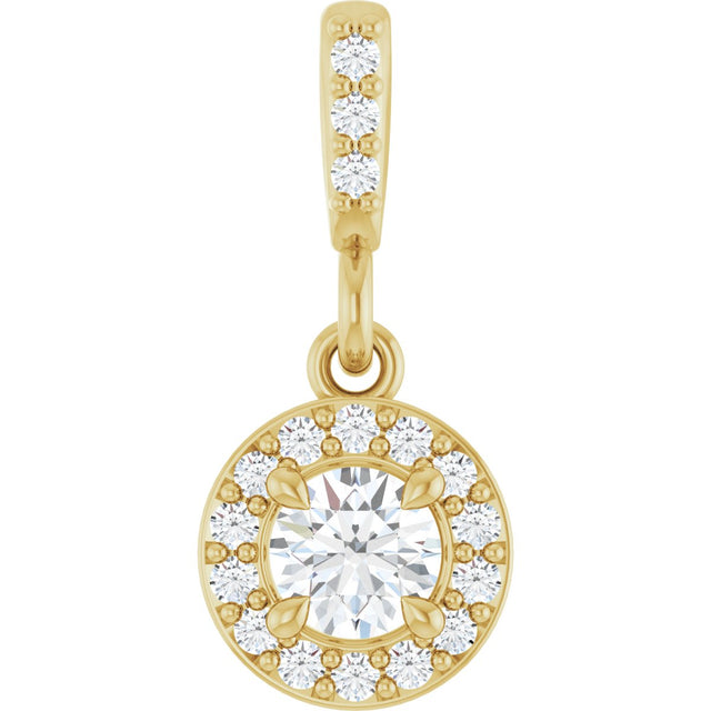 14K Gold Round Natural Diamond Halo-Style Pendant – up to 9/10 CTW - Yellow Gold