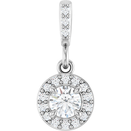 14K Gold Round Lab-Grown Diamond Halo-Style Pendant - White Gold