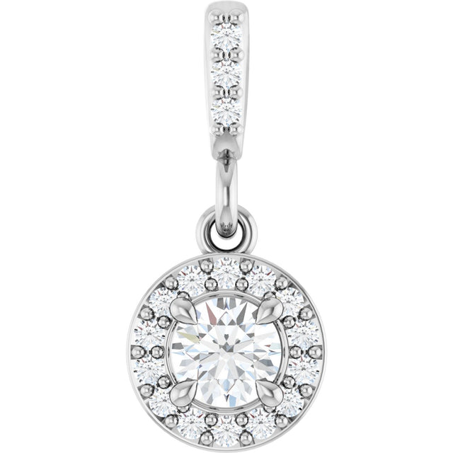 Platinum Round Lab-Grown Diamond Halo-Style Pendant