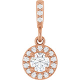 14K Gold Round Natural Diamond Halo-Style Pendant – up to 9/10 CTW - Rose Gold