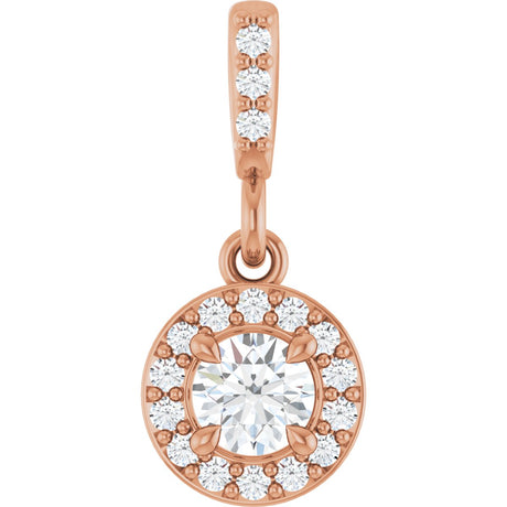 14K Gold Round Natural Diamond Halo-Style Pendant – up to 9/10 CTW - Rose Gold