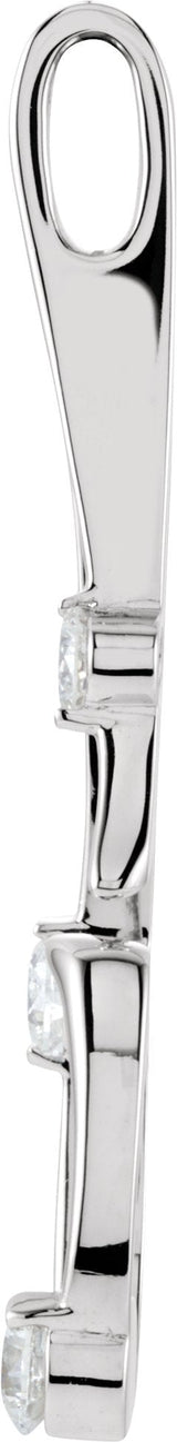 14K Gold Round Natural Diamond Accented Freeform Pendant – 1/2 CTW - White Gold - view 2