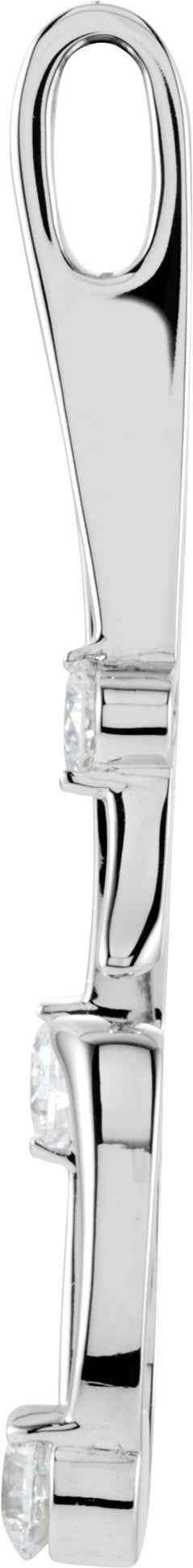 14K Gold Round Natural Diamond Accented Freeform Pendant – 1/2 CTW - White Gold - view 2