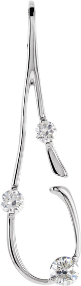 14K Gold Round Natural Diamond Accented Freeform Pendant – 1/2 CTW - White Gold