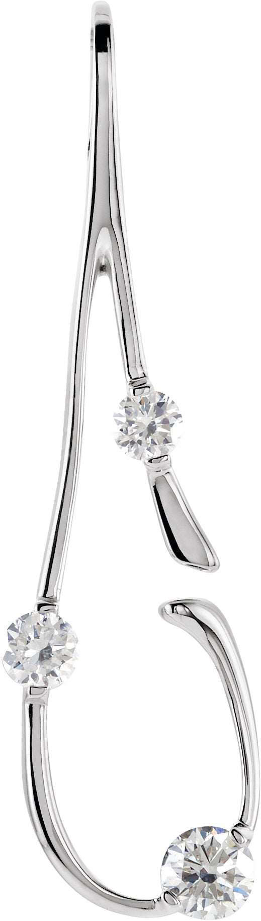 14K Gold Round Natural Diamond Accented Freeform Pendant – 1/2 CTW - White Gold