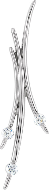 14K Gold Round Natural Diamond Three-Stone Freeform Pendant – 3.4-3.5mm Stones - White Gold