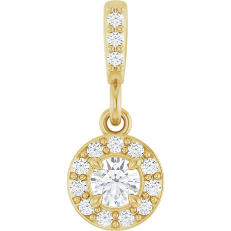 14K Gold Round Lab-Grown Diamond Halo-Style Pendant - Yellow Gold