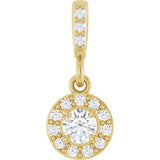 14K Gold Round Natural Diamond Halo-Style Pendant – up to 9/10 CTW - Yellow Gold