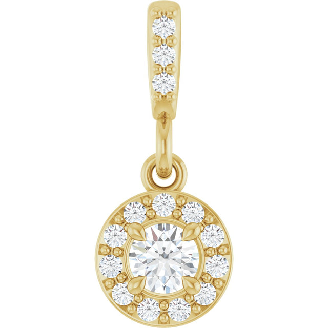 14K Gold Round Natural Diamond Halo-Style Pendant – up to 9/10 CTW - Yellow Gold
