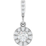 14K Gold Round Natural Diamond Halo-Style Pendant – up to 9/10 CTW - White Gold