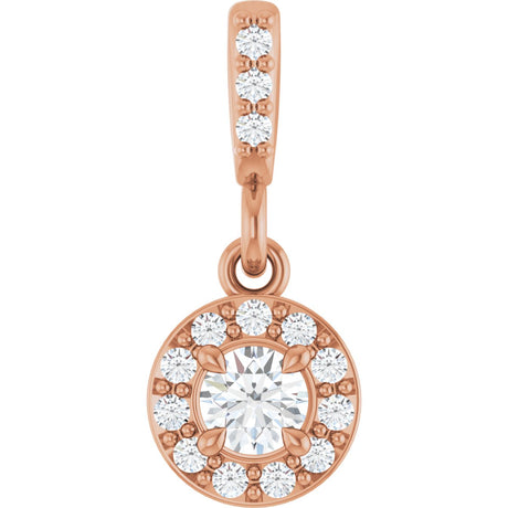 14K Gold Round Lab-Grown Diamond Halo-Style Pendant - Rose Gold
