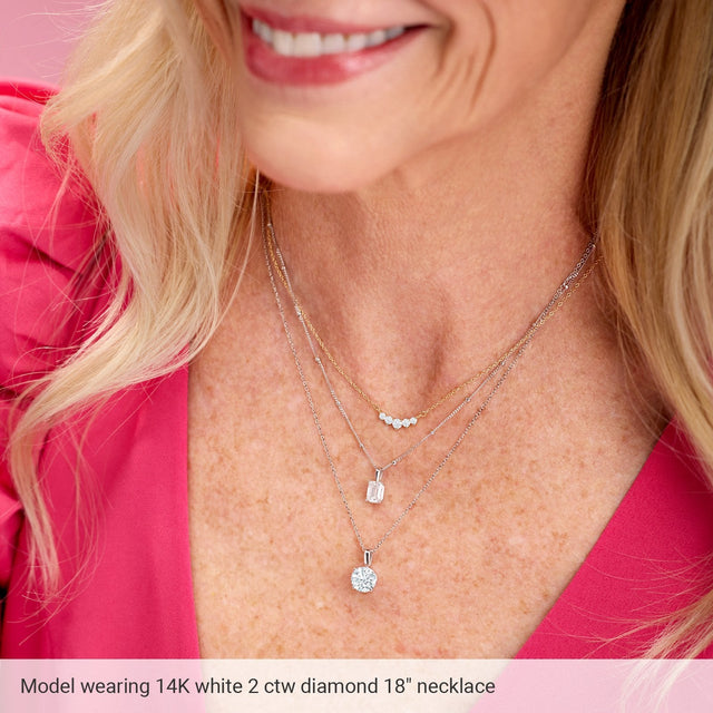 14K Gold Round Natural Diamond Solitaire Necklace or Pendant – 4-5mm Stones - White Gold - view 5