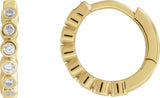 14K Gold Round Lab-Grown Diamond Hinged Hoop Earrings – 1.5mm Stones - Yellow Gold