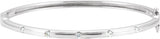 14K Gold Round Natural Diamond Accented Hinged Bangle Bracelet II - White Gold