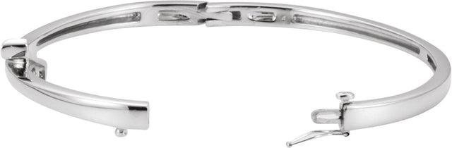 14K Gold Round Natural Diamond Journey Hinged Bangle Bracelet - White Gold - view 2