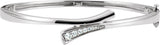 14K Gold Round Natural Diamond Journey Hinged Bangle Bracelet - White Gold