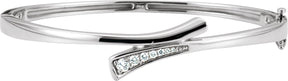 14K Gold Round Natural Diamond Journey Hinged Bangle Bracelet - White Gold