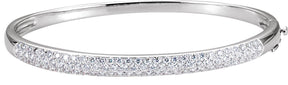 14K Gold Round Natural Diamond Accented Bangle Bracelet