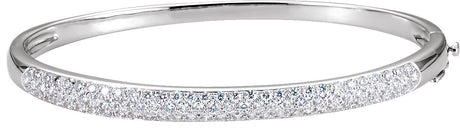 14K Gold Round Natural Diamond Accented Bangle Bracelet
