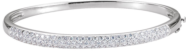 14K Gold Round Natural Diamond Accented Bangle Bracelet
