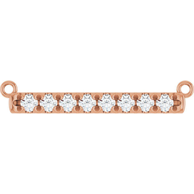 14K Gold Round Lab-Grown Diamond French-Set Bar Necklace - Rose Gold