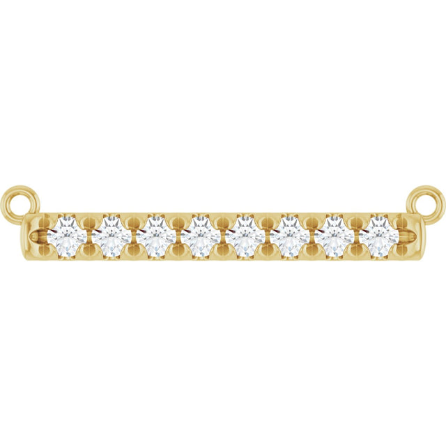 14K Gold Round Natural Diamond French-Set Bar Necklace - Yellow Gold