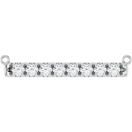 14K Gold Round Lab-Grown Diamond French-Set Bar Necklace - White Gold