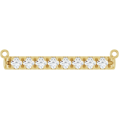 14K Gold Round Natural Diamond French-Set Bar Necklace - Yellow Gold