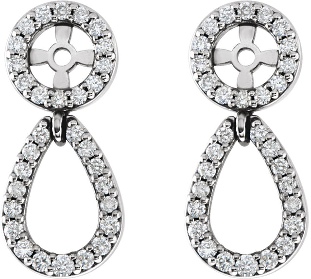 14K Gold Natural Diamond Accented Earring Jackets IV - White Gold - view 2