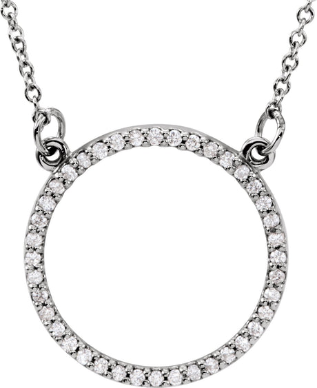 14K Gold Round Lab-Grown Diamond Petite Circle Necklace - White Gold