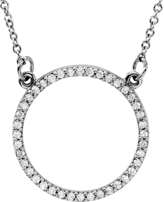14K Gold Round Lab-Grown Diamond Petite Circle Necklace - White Gold