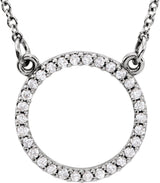 14K Gold Round Lab-Grown Diamond Petite Circle Necklace – 1/8 CTW - White Gold