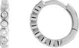 Platinum Round Lab-Grown Diamond Hinged Hoop Earrings