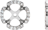 14K Gold Natural Diamond Clover Earring Jackets - White Gold