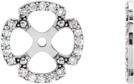 14K Gold Natural Diamond Clover Earring Jackets - White Gold