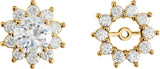 14K Gold Natural Diamond Halo-Style Earring Jackets VI - Yellow Gold