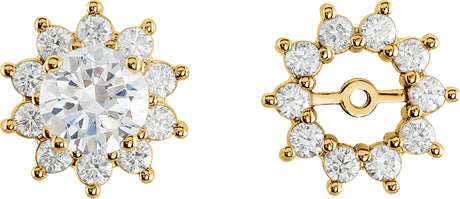14K Gold Natural Diamond Halo-Style Earring Jackets VI - Yellow Gold